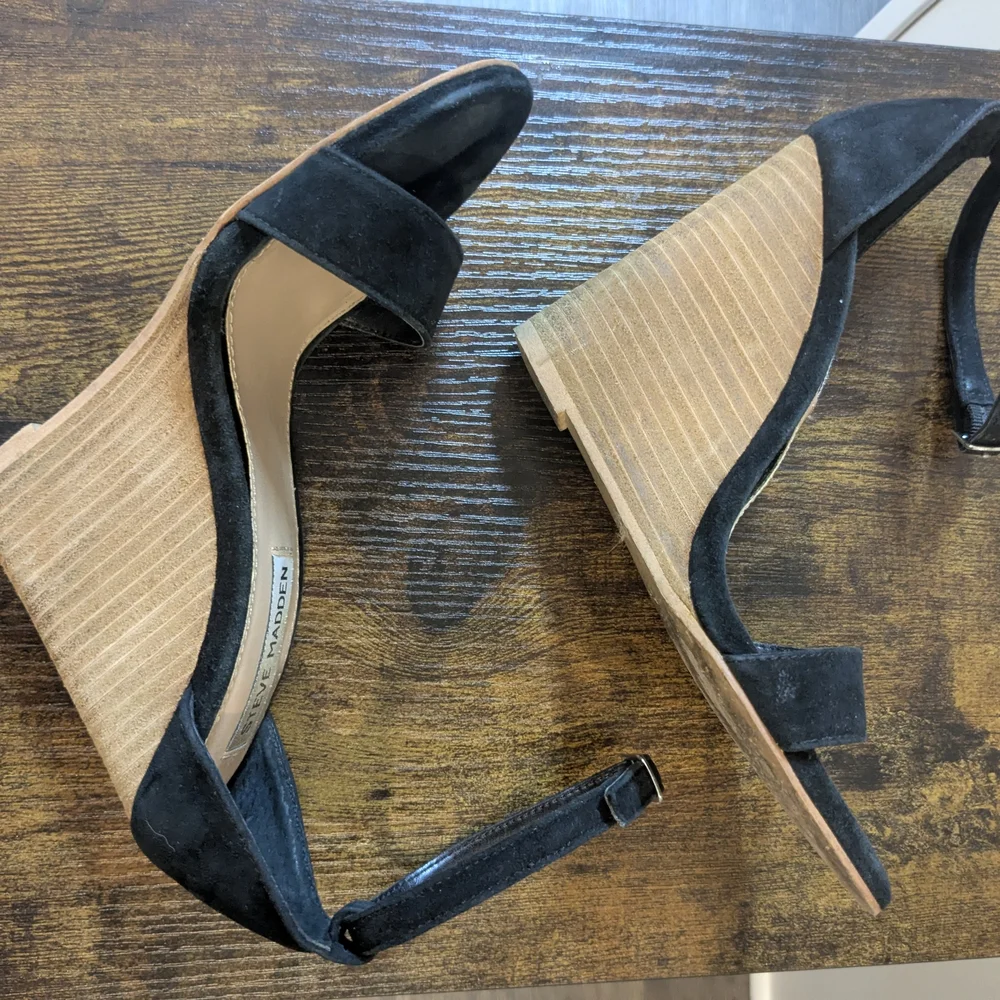 Black Wedge Sandals